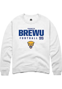 Francis Brewu  Rally Pitt Panthers Mens White NIL Stacked Box Long Sleeve Crew Sweatshirt