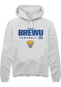 Francis Brewu  Rally Pitt Panthers Mens White NIL Stacked Box Long Sleeve Hoodie