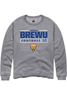 Francis Brewu  Rally Pitt Panthers Mens Graphite NIL Stacked Box Long Sleeve Crew Sweatshirt
