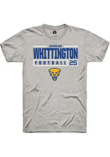 Jahsear Whittington Ash Pitt Panthers NIL Stacked Box Short Sleeve T Shirt