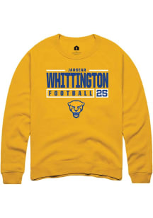 Jahsear Whittington Rally Mens Gold Pitt Panthers NIL Stacked Box Crew Sweatshirt