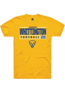 Jahsear Whittington Gold Pitt Panthers NIL Stacked Box Short Sleeve T Shirt