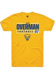 Jake Overman Gold Pitt Panthers NIL Stacked Box Short Sleeve T Shirt