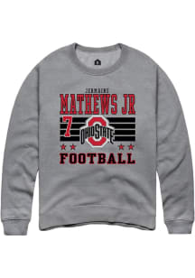 Jermaine Mathews Jr Rally Mens Grey Ohio State Buckeyes NIL Striped Player Crew