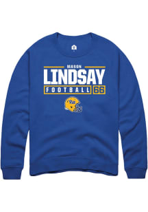 mason lindsay Rally Mens Blue Pitt Panthers NIL Stacked Box Crew Sweatshirt