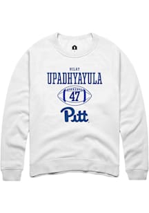 Nilay Upadhyayula  Rally Pitt Panthers Mens White NIL Sport Icon Long Sleeve Crew Sweatshirt