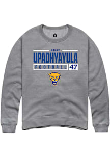 Nilay Upadhyayula  Rally Pitt Panthers Mens Graphite NIL Stacked Box Long Sleeve Crew Sweatshirt