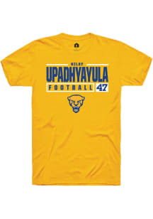 Nilay Upadhyayula Gold Pitt Panthers NIL Stacked Box Short Sleeve T Shirt