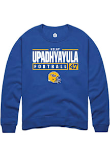 Nilay Upadhyayula  Rally Pitt Panthers Mens Blue NIL Stacked Box Long Sleeve Crew Sweatshirt