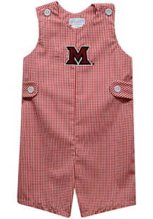Vive La Fete Miami RedHawks Toddler Red Gingham Overalls