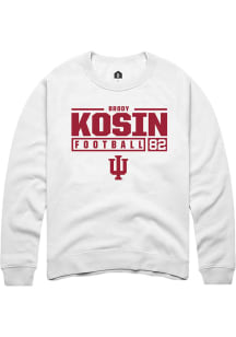 Brody Kosin Rally Mens White Indiana Hoosiers NIL Stacked Box Crew Sweatshirt