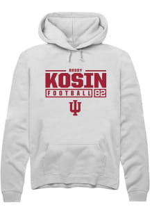 Brody Kosin Rally Mens White Indiana Hoosiers NIL Stacked Box Hooded Sweatshirt