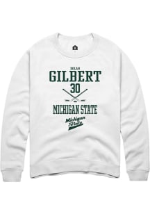 Dolan Gilbert Rally Mens White Michigan State Spartans NIL Sport Icon Crew Sweatshirt