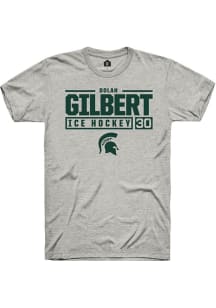 Dolan Gilbert Ash Michigan State Spartans NIL Stacked Box Short Sleeve T Shirt