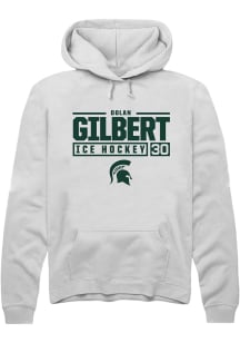 Dolan Gilbert Rally Mens White Michigan State Spartans NIL Stacked Box Hooded Sweatshirt