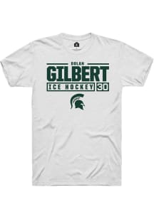 Dolan Gilbert White Michigan State Spartans NIL Stacked Box Short Sleeve T Shirt