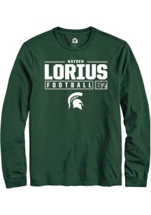 Hayden Lorius Rally Mens Green Michigan State Spartans NIL Stacked Box Tee