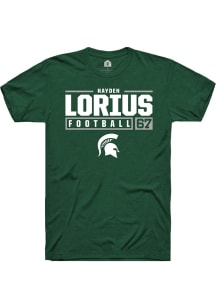 Hayden Lorius Green Michigan State Spartans NIL Stacked Box Short Sleeve T Shirt