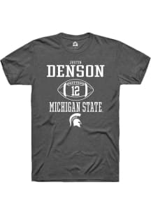 Justin Denson Dark Grey Michigan State Spartans NIL Sport Icon Short Sleeve T Shirt