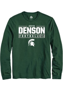 Justin Denson Rally Mens Green Michigan State Spartans NIL Stacked Box Tee