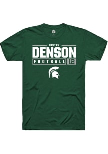 Justin Denson Green Michigan State Spartans NIL Stacked Box Short Sleeve T Shirt