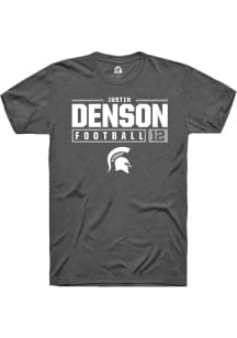 Justin Denson Dark Grey Michigan State Spartans NIL Stacked Box Short Sleeve T Shirt