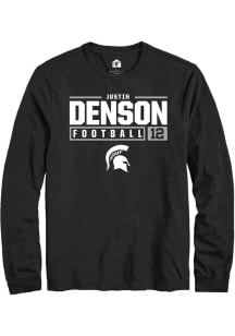 Justin Denson Rally Mens Black Michigan State Spartans NIL Stacked Box Tee