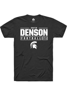 Justin Denson Black Michigan State Spartans NIL Stacked Box Short Sleeve T Shirt