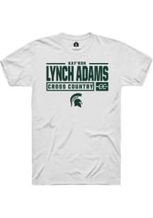 Kay’Ron Lynch adams White Michigan State Spartans NIL Stacked Box Short Sleeve T Shirt