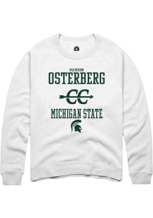 Madison Osterberg Rally Mens White Michigan State Spartans NIL Sport Icon Crew Sweatshirt