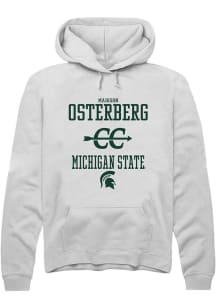 Madison Osterberg Rally Mens White Michigan State Spartans NIL Sport Icon Hooded Sweatshirt