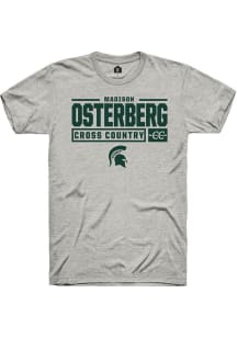 Madison Osterberg Ash Michigan State Spartans NIL Stacked Box Short Sleeve T Shirt