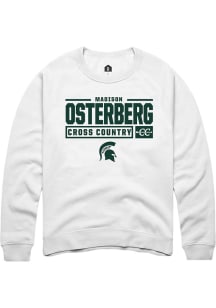 Madison Osterberg Rally Mens White Michigan State Spartans NIL Stacked Box Crew Sweatshirt