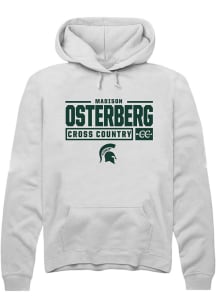 Madison Osterberg Rally Mens White Michigan State Spartans NIL Stacked Box Hooded Sweatshirt