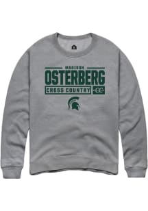 Madison Osterberg Rally Mens Graphite Michigan State Spartans NIL Stacked Box Crew Sweatshirt