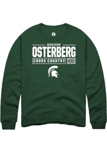 Madison Osterberg Rally Mens Green Michigan State Spartans NIL Stacked Box Crew Sweatshirt