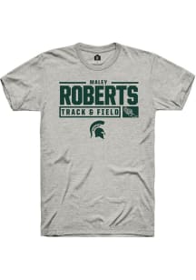 Maley Roberts Ash Michigan State Spartans NIL Stacked Box Short Sleeve T Shirt