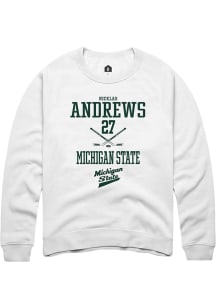 Nicklas Andrews Rally Mens White Michigan State Spartans NIL Sport Icon Crew Sweatshirt