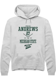 Nicklas Andrews Rally Mens White Michigan State Spartans NIL Sport Icon Hooded Sweatshirt
