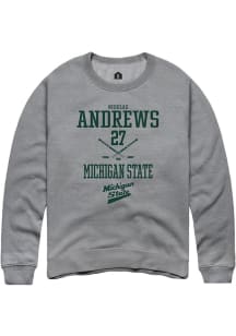 Nicklas Andrews Rally Mens Graphite Michigan State Spartans NIL Sport Icon Crew Sweatshirt