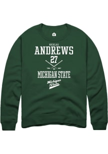Nicklas Andrews Rally Mens Green Michigan State Spartans NIL Sport Icon Crew Sweatshirt