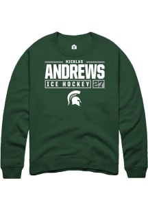 Nicklas Andrews Rally Mens Green Michigan State Spartans NIL Stacked Box Crew Sweatshirt