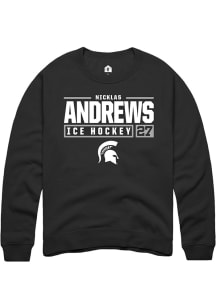 Nicklas Andrews Rally Mens Black Michigan State Spartans NIL Stacked Box Crew Sweatshirt