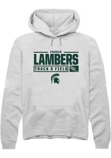 Parker Lambers Rally Mens White Michigan State Spartans NIL Stacked Box Hooded Sweatshirt