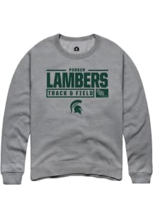 Parker Lambers Rally Mens Graphite Michigan State Spartans NIL Stacked Box Crew Sweatshirt