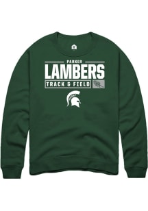 Parker Lambers Rally Mens Green Michigan State Spartans NIL Stacked Box Crew Sweatshirt