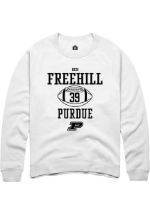 Ben Freehill Rally Mens White Purdue Boilermakers NIL Sport Icon Crew Sweatshirt