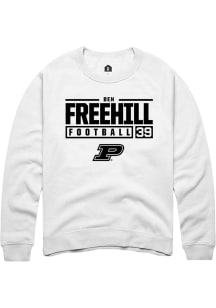 Ben Freehill Rally Mens White Purdue Boilermakers NIL Stacked Box Crew Sweatshirt