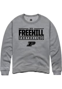 Ben Freehill Rally Mens Graphite Purdue Boilermakers NIL Stacked Box Crew Sweatshirt