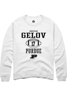 Christian Gelov Rally Mens White Purdue Boilermakers NIL Sport Icon Crew Sweatshirt